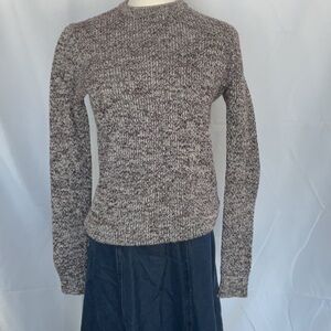 Reiss crew neck burgundy/white knit sweater size xs
